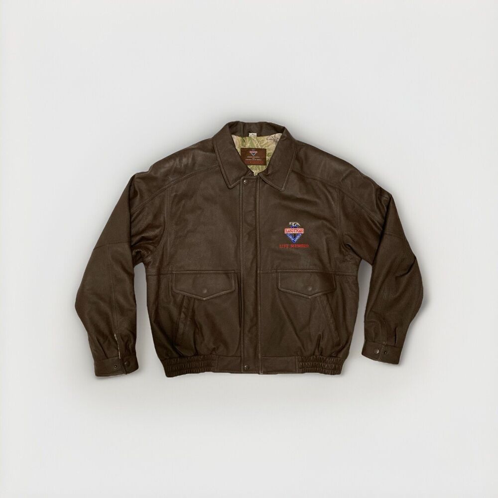 Handyman Club of America Life Member Leather Bomber Jacket Mens XL